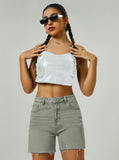 Load image into Gallery viewer, High-waisted denim shorts-Blue